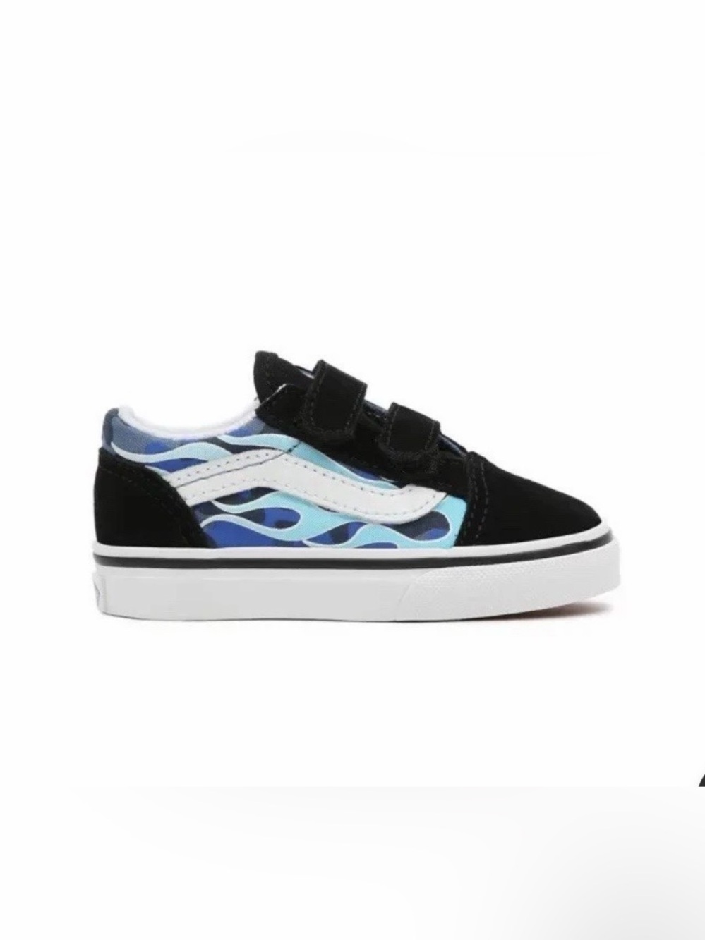 Vans Old Skool Black & Blue Flame Toddler Sneakers